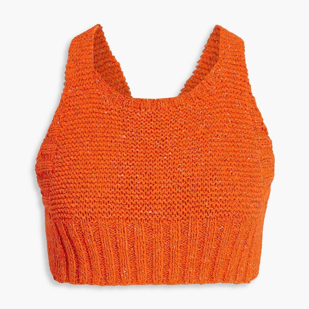 NWOT HELMUT LANG Cropped open-back cotton-blend top, XS-S